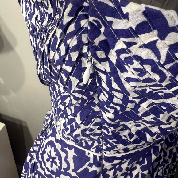 Tory Burch White and Blue Print Tank Mini Dress Size 2 - Cotton Voile Sundress - Picture 4 of 6